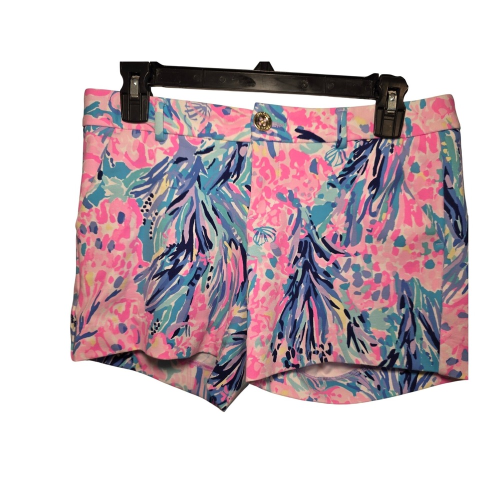 Lilly Pulitzer Callahan Shorts Size 0 Pink Blue Abstract Floral Palm Print